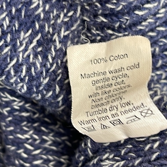 J. Crew Cotton shawl-collar cardigan sweater Sz L blue - Picture 9 of 10
